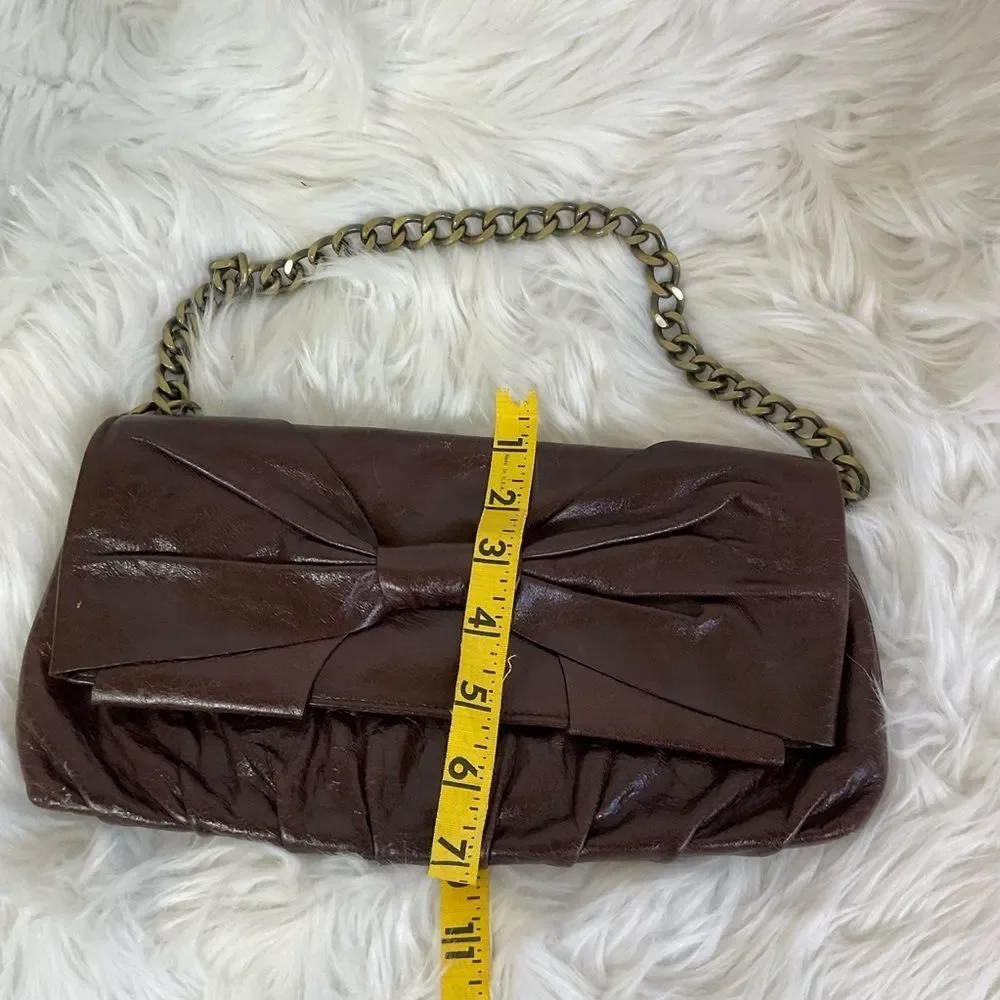 Hobo International Women's Dark Brown Bow Chain Purse Clutch Bag